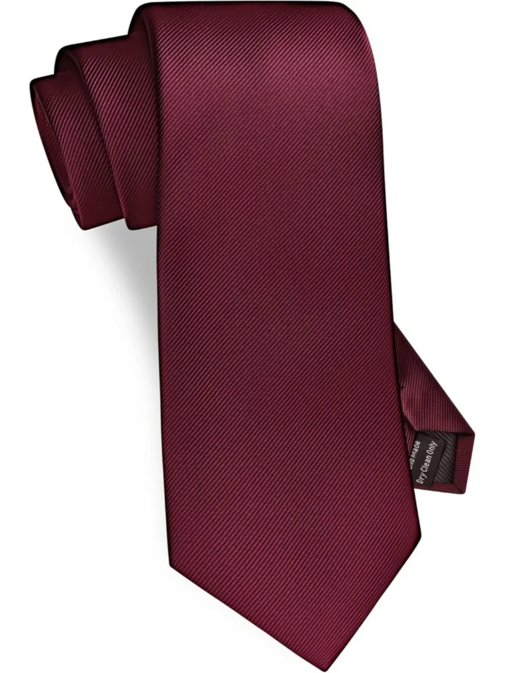 Men's Burgundy Solid Twill Textured Woven Silk Formal Necktie For Wedding Dress